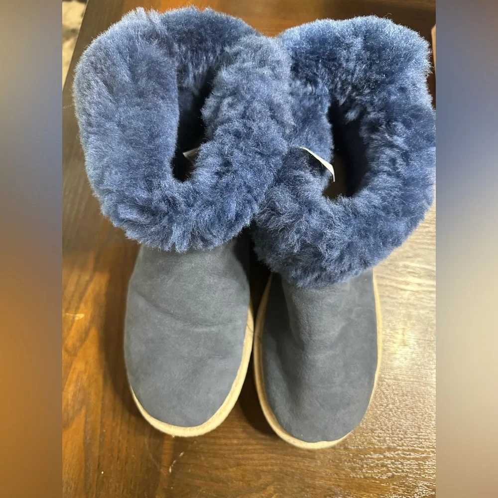 UGG Navy Suede Shearling Boots